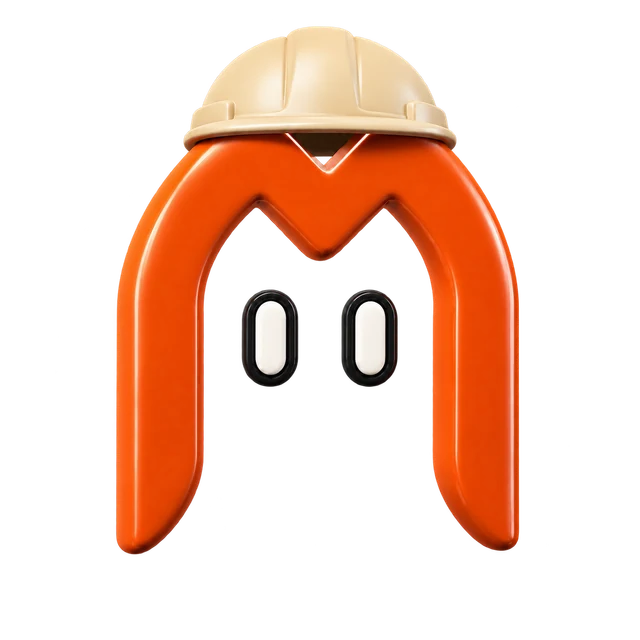Rust-colored NIVO wearing an ivory hard hat